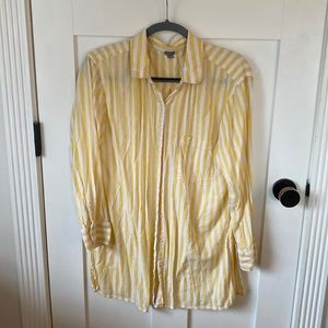 Yellow and white strip button down, Aerie